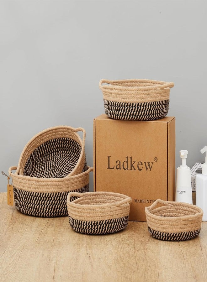 RUGSZONE 5 Pieces Storage Basket Sets Cotton Rope Woven Baskets for Organizing Small Round Basket Baby Nursery Bins - Image 3
