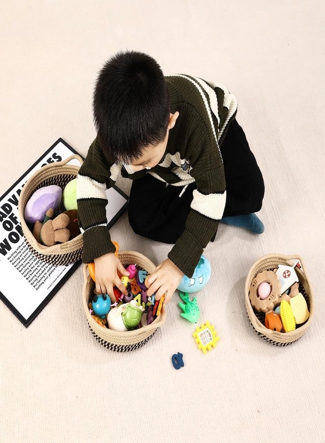 RUGSZONE 5 Pieces Storage Basket Sets Cotton Rope Woven Baskets for Organizing Small Round Basket Baby Nursery Bins - Image 5