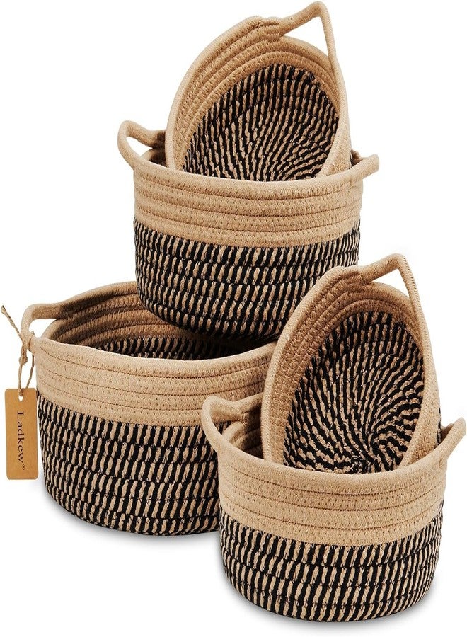 RUGSZONE 5 Pieces Storage Basket Sets Cotton Rope Woven Baskets for Organizing Small Round Basket Baby Nursery Bins - Image 1