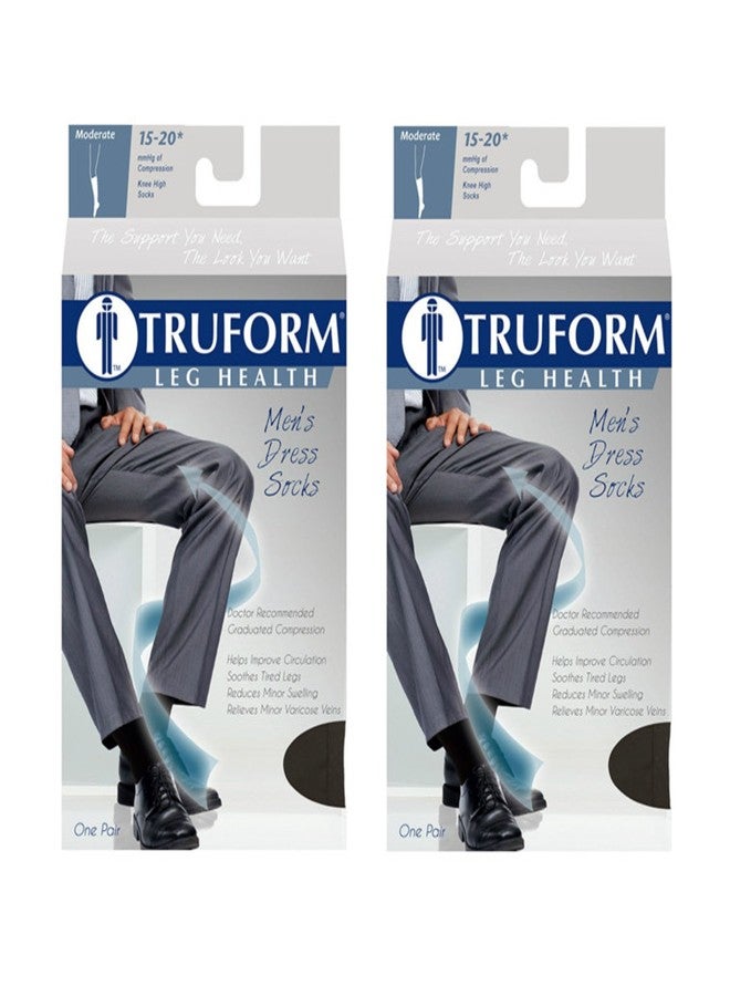 Truform Compression Socks, 15-20 mmHg, Men's Dress Socks, Knee High Over Calf Length, White, Medium (multipack) - Image 2