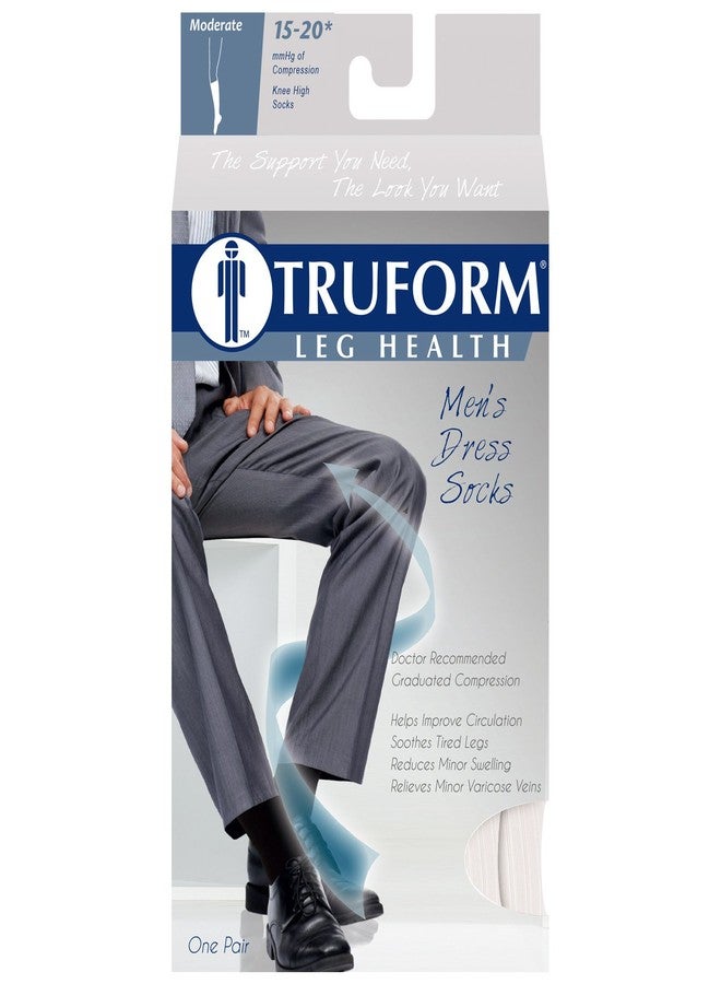 Truform Compression Socks, 15-20 mmHg, Men's Dress Socks, Knee High Over Calf Length, White, Medium (multipack) - Image 3