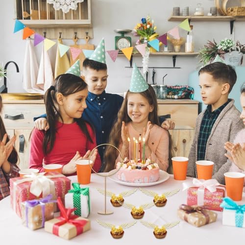 JITINX 103 Pcs Wizard Party Chocolate Decoration, with 3 PCS Gold Goal Posts, 50Pcs Golden Wings Chocolate Wafer Cupcake Toppers with 50Pcs Glue Point for Birthday Wizard Theme Party Supplies - Image 4