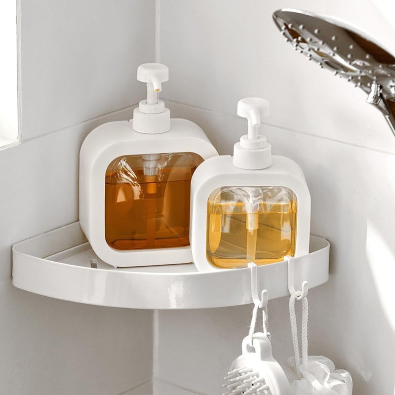Emoh Roced Hand wash Dispenser Bottle Refillable Soap Dispenser for Bathroom Kitchen Hand Soap Dish Soap Shower Gel Shampoo Lotion Liquid Dispenser Empty Bottle Pack of 1 (White) - Image 4