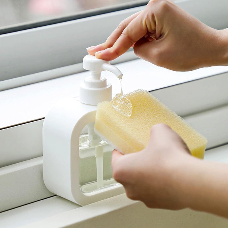 Emoh Roced Hand wash Dispenser Bottle Refillable Soap Dispenser for Bathroom Kitchen Hand Soap Dish Soap Shower Gel Shampoo Lotion Liquid Dispenser Empty Bottle Pack of 1 (White) - Image 3