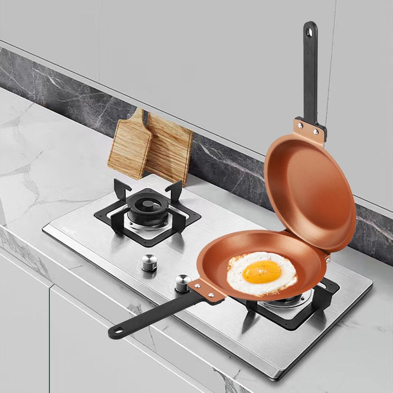 QANYEGN Steel Double Sided Pan, Non Stick Omelee Maker, Pancake Maker, Frying Pan with Iron Proof Handle for Fluffy Pancakes, Omelets, Friatas - Image 4
