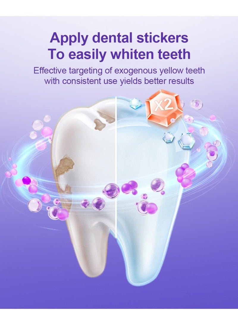 Purple Instant Teeth Whitening Strips - V34 Color Correcting WhiteStrips Dental Whitening Kit with 14pcs Whitening Teeth Patches for Fast Yellow Stain Removal - Image 3