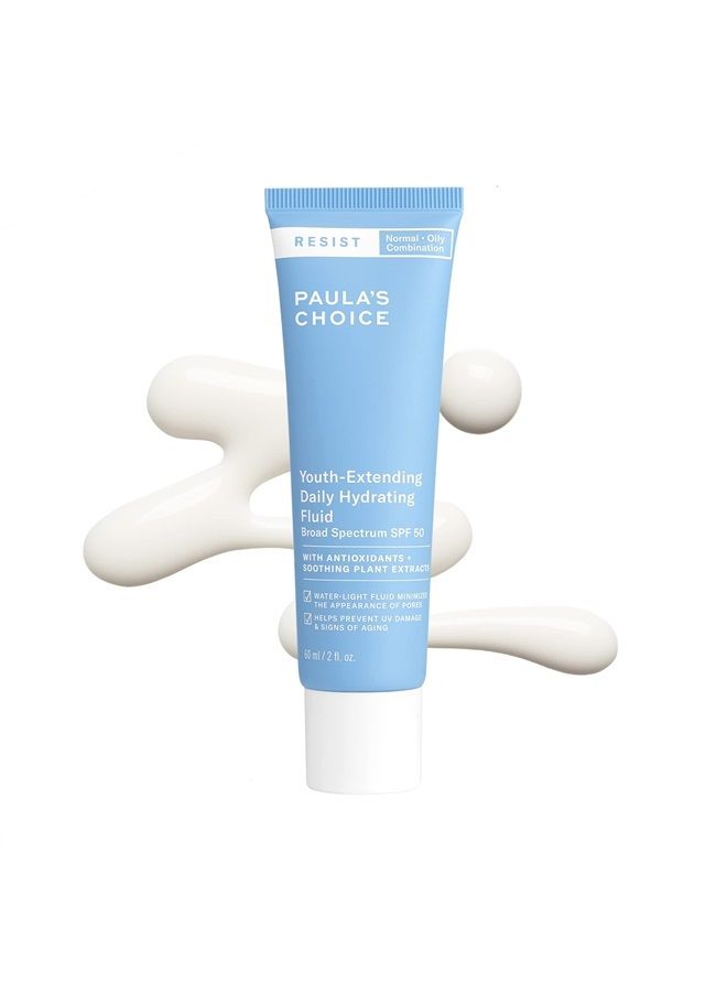 RESIST Daily Hydrating Fluid Face Moisturizer SPF 50, UVA & UVB Protection, Chamomile & Vitamin E, Sunscreen for Oily Skin, 2 Ounce