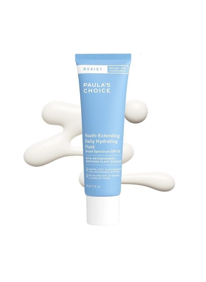 PAULA'S CHOICE RESIST Daily Hydrating Fluid Face Moisturizer SPF 50, UVA & UVB Protection, Chamomile & Vitamin E, Sunscreen for Oily Skin, 2 Ounce  - Image 1