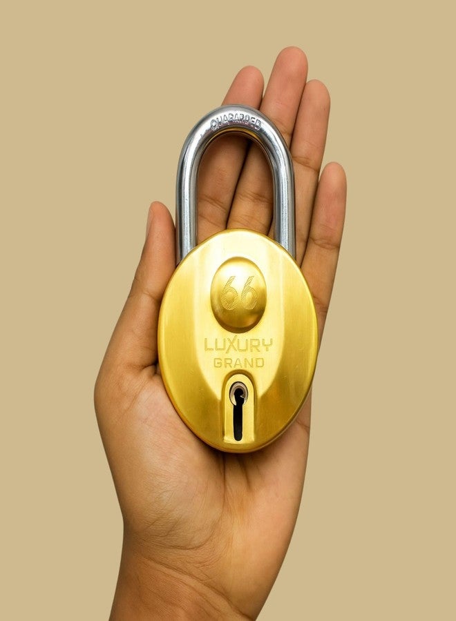 ONEPRO Luxury Grand Round 66mm 3 Padlock with 9 Keys, 9 Steel Levers Double Locking, Strong Hardened Corrosion Resistant Shackle Lock and Keys for Home Door Shutter Shop Office Main Gate Gold Finish - Image 4