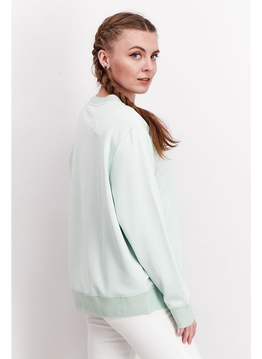 Tchibo Women Crew Neck Plain Sweatshirt, Tea Green  - Image 2