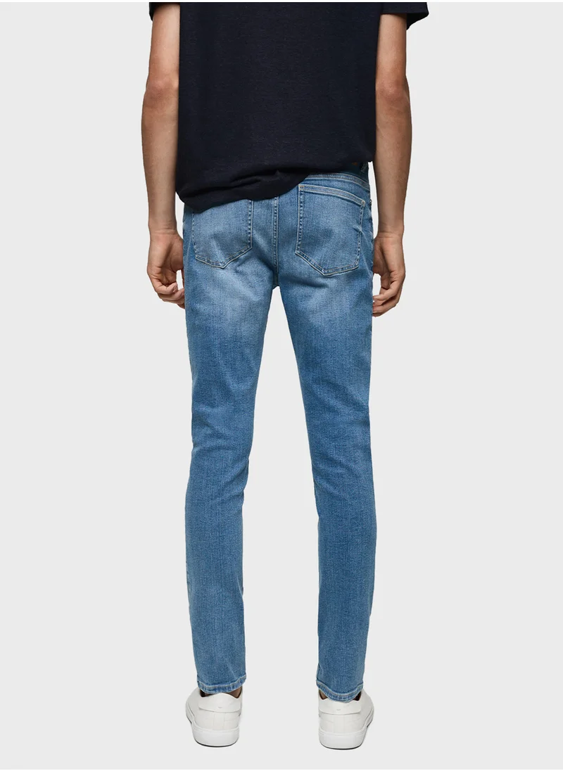 Mango Man Casual Sim Fit Light Wash Jeans