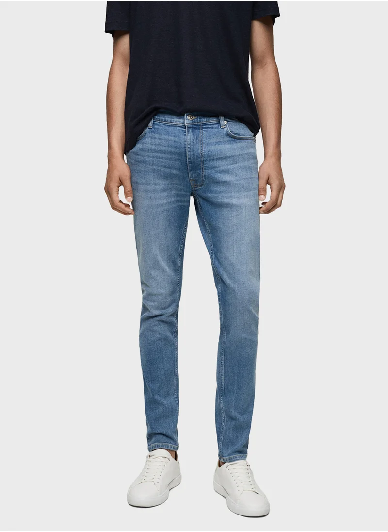 Mango Man Casual Sim Fit Light Wash Jeans