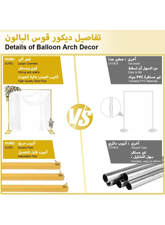 الترجمة: مجموعة قوس البالون، قوس معدني مزود بقاعدتين، إطار قوسي ذهبي للديكور الداخلي والخارجي لحفلات الاستحمام الطفل، أعياد الميلاد، الذكرى السنوية، الزفاف، التخرج (لون ذهبي) - Image 3