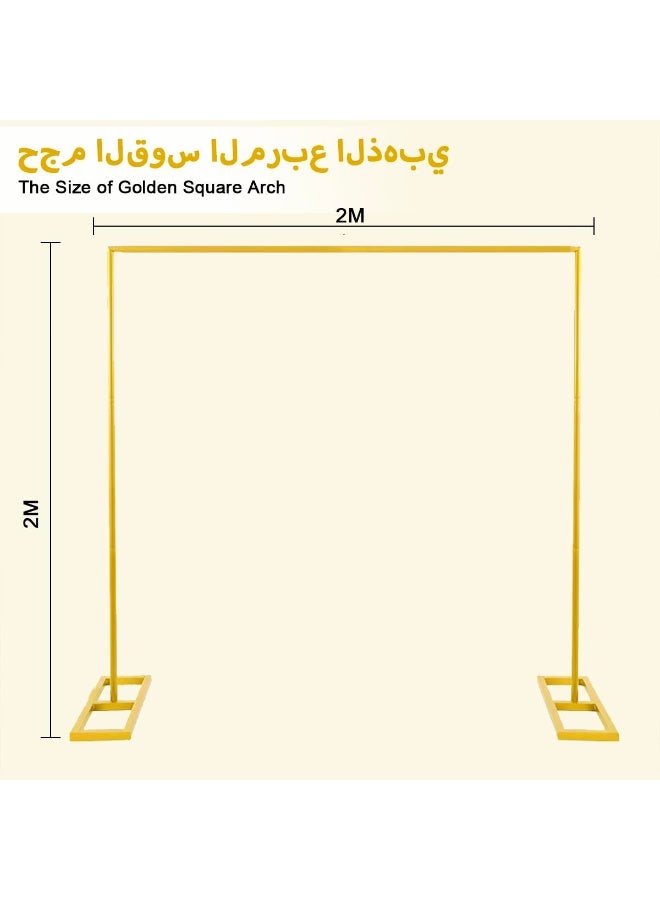 Premium 2x2m Gold Metal Arch Backdrop Stand, Round Tube Wedding Arch for Ceremony, Sturdy Balloon Arch Kit with Metal Bases, Spiral Connection Frame for Birthday, Baby Shower, Anniversary & Party Decorations - Image 3