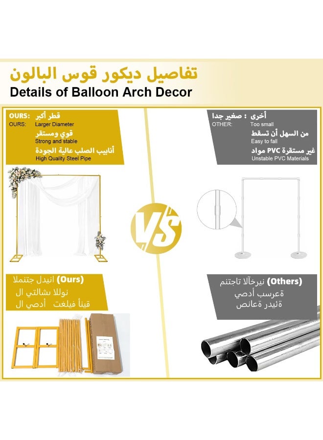 Premium 2x2m Gold Metal Arch Backdrop Stand, Round Tube Wedding Arch for Ceremony, Sturdy Balloon Arch Kit with Metal Bases, Spiral Connection Frame for Birthday, Baby Shower, Anniversary & Party Decorations - Image 4