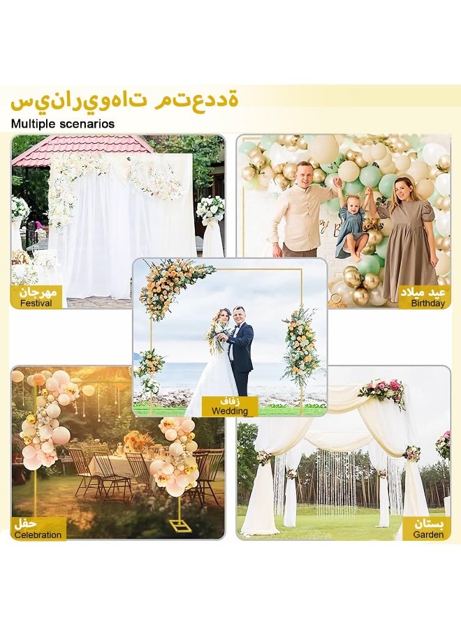 Premium 2x2m Gold Metal Arch Backdrop Stand, Round Tube Wedding Arch for Ceremony, Sturdy Balloon Arch Kit with Metal Bases, Spiral Connection Frame for Birthday, Baby Shower, Anniversary & Party Decorations - Image 5