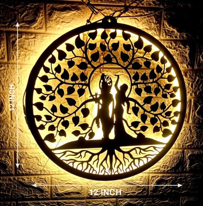 Wall Mitra Radhe krishna LED Wall art MDF wall hanging wooden radhe krishna hanging wall decor art stylish home decoration items for living room 12x12 - Image 2