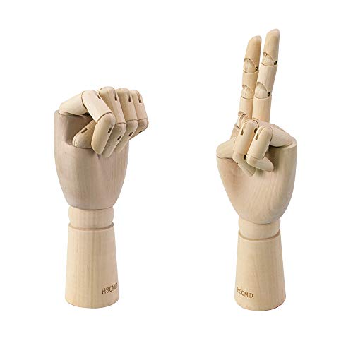 HSOMiD Flexible Wooden Artist Manikin - Moveable Hand Figure, 12 Inches, Men's Left Hand for Sketching, Drawing, Painting & Home Office Decoration - Image 5