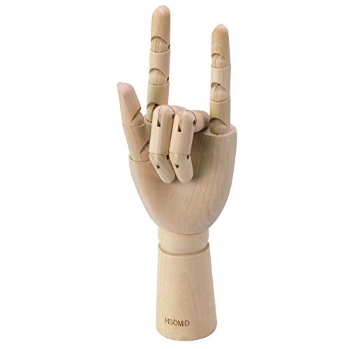 HSOMiD Flexible Wooden Artist Manikin - Moveable Hand Figure, 12 Inches, Men's Left Hand for Sketching, Drawing, Painting & Home Office Decoration - Image 1