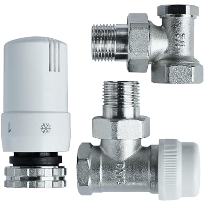 THERMOSTAT HEATING ANGLE M30 X 1.5 - RADIATOR THERMOSTAT WHITE - RADIATOR RADIATOR THERMOSTAT ANGLE - RADIATOR CONTROLLER CORNER SHAPE COMPLETE SET, 6-28 C - Image 1