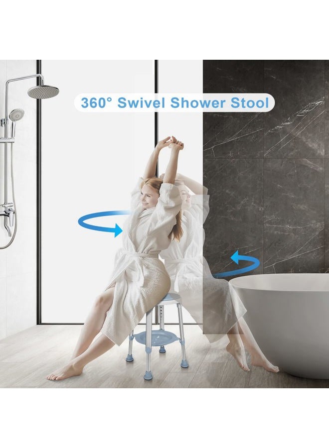 LEACHOI Shower Chair for Inside Shower, Tool-Free Assembly Swivel Shower Stools 300lbs with Storage Tray, Adjustable Tub Chair and Bathtub Seat for Seniors, Elderly, Handicap & Disabled - Image 2