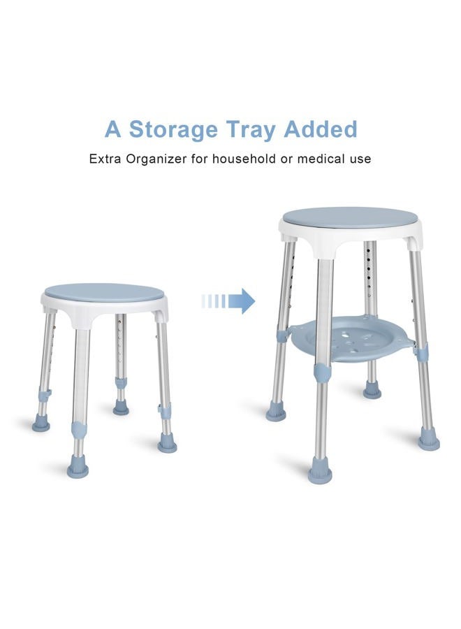 LEACHOI Shower Chair for Inside Shower, Tool-Free Assembly Swivel Shower Stools 300lbs with Storage Tray, Adjustable Tub Chair and Bathtub Seat for Seniors, Elderly, Handicap & Disabled - Image 4