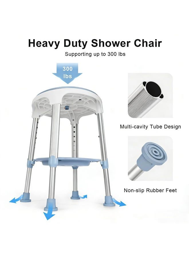 LEACHOI Shower Chair for Inside Shower, Tool-Free Assembly Swivel Shower Stools 300lbs with Storage Tray, Adjustable Tub Chair and Bathtub Seat for Seniors, Elderly, Handicap & Disabled - Image 3