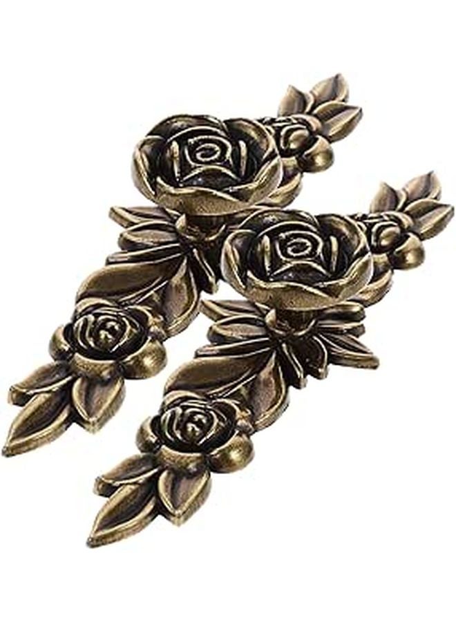 Antique Rose Brass Cabinet Knobs 2 Pieces Drawer Pull Handles For Wardrobe Kitchen - Image 1
