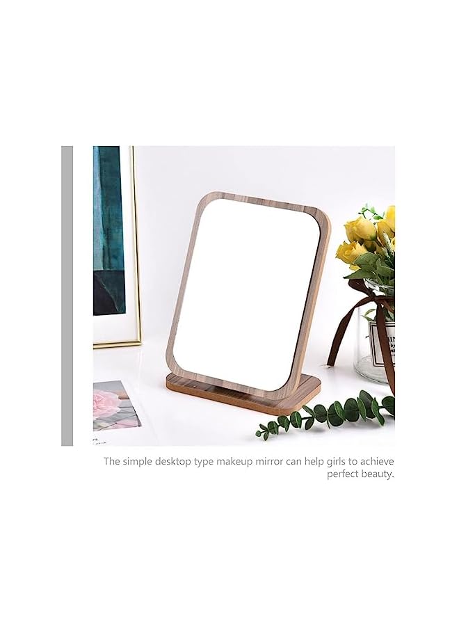 The Bros Vanity Makeup Mirror with Natural Bamboo Stand, Fold Down Desk Makeup Mirror with Stand Wooden Desktop Mirror Folding Table Desk Countertop Mirror - Image 3
