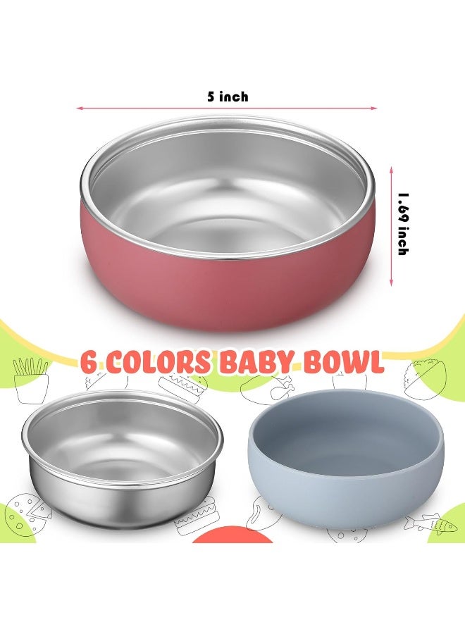 نوجو 6 Pcs 304 Stainless Steel Baby Bowls with Removable Silicone Shell - Image 2