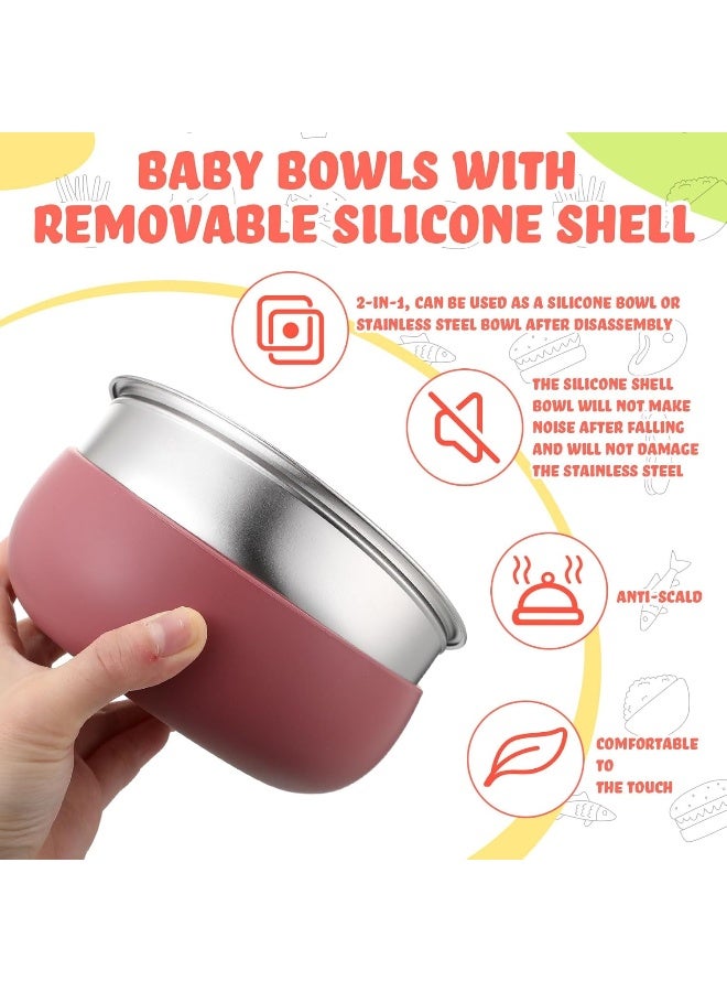 نوجو 6 Pcs 304 Stainless Steel Baby Bowls with Removable Silicone Shell - Image 5