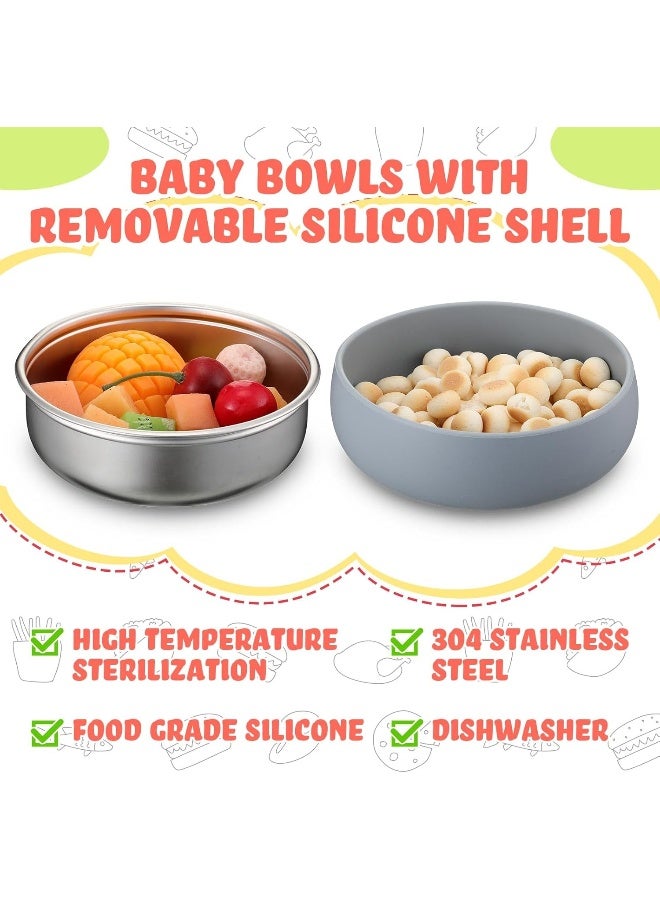 نوجو 6 Pcs 304 Stainless Steel Baby Bowls with Removable Silicone Shell - Image 4