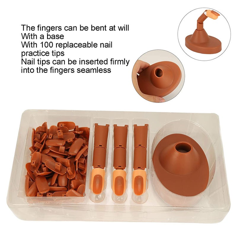STORE 2508 Store2508 Nail Art Training Practice Fingers 3 Pcs Set with 100 Practice Nail Tips - Image 2