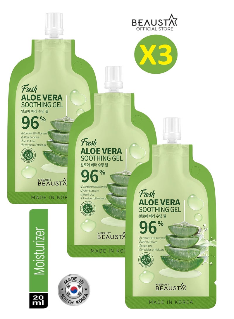 BEAUSTA 3 Pack A Soothing Gel for the Face and Body to Calm Irritated and Dry Skin Contains 96% Natural Aloe Vera Extract 20 Ml - Image 4