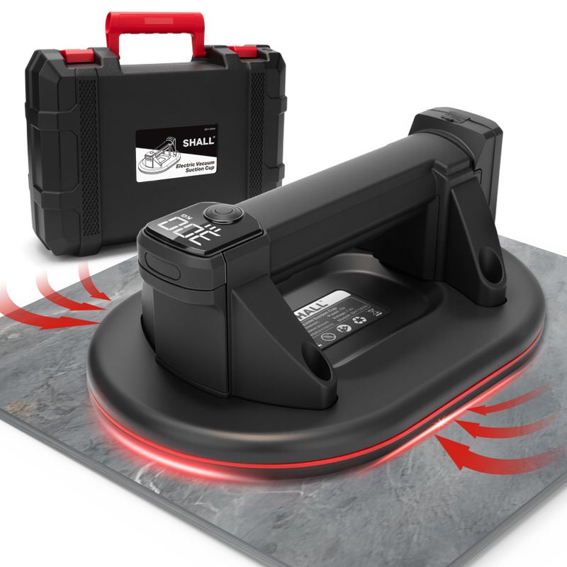 SHALL Electric Suction Cup 10 in Diameter 2 Brushless Motors 300 KG 660 lbs Suction Power LCD Display for Suction Power Battery Level Heavy Duty Vacuum Lifter for Glass Tile Marble Metal - Image 2