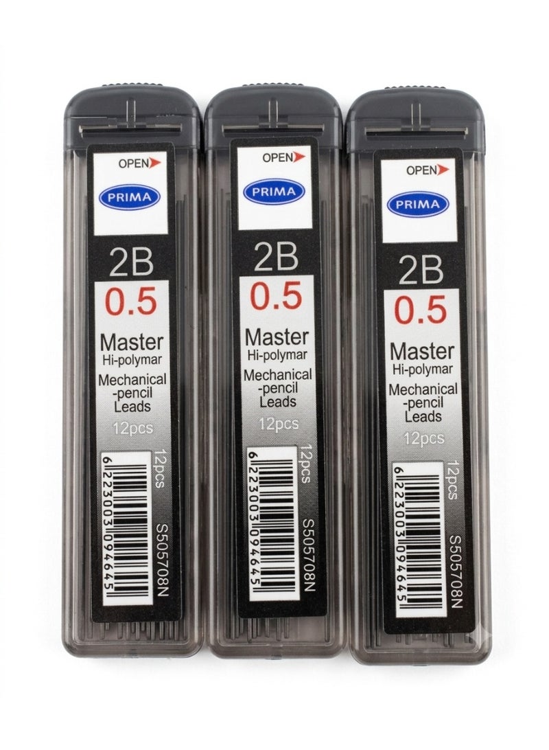 Prima 0.5mm Nib Set - 3 Pack for 2B Mechanical Pencils - Black - Image 1