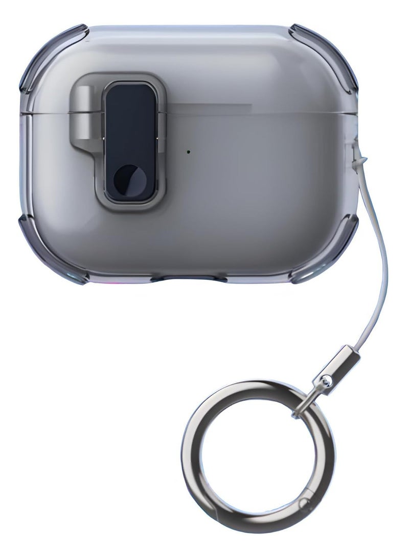 Case Compatible with AirPods pro 2 Case (2022/2023) Cover Automatic Switch Lock, Clip Protective Hard Shell with Carabiner (Clear Black)