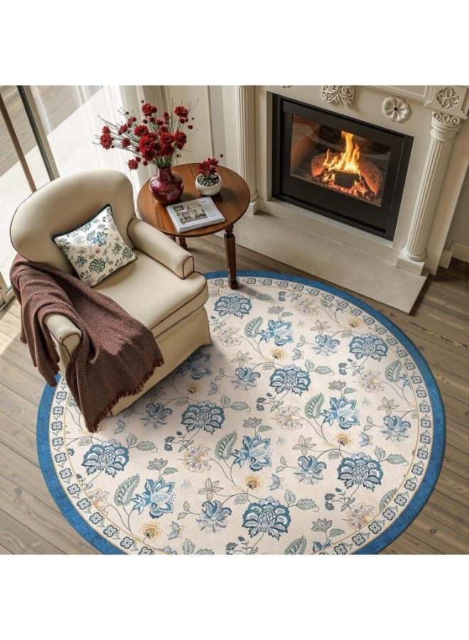 سجادة دائرية للأماكن الداخلية والخارجية بسمك 0.25 سم ، بتصميم 3D ، ضهر دوتس مانع للانزلاق ، مثالية لغرف النوم ، لغرف الصيوف ، حافظة سجاد ، غطاء سجادة - Image 1