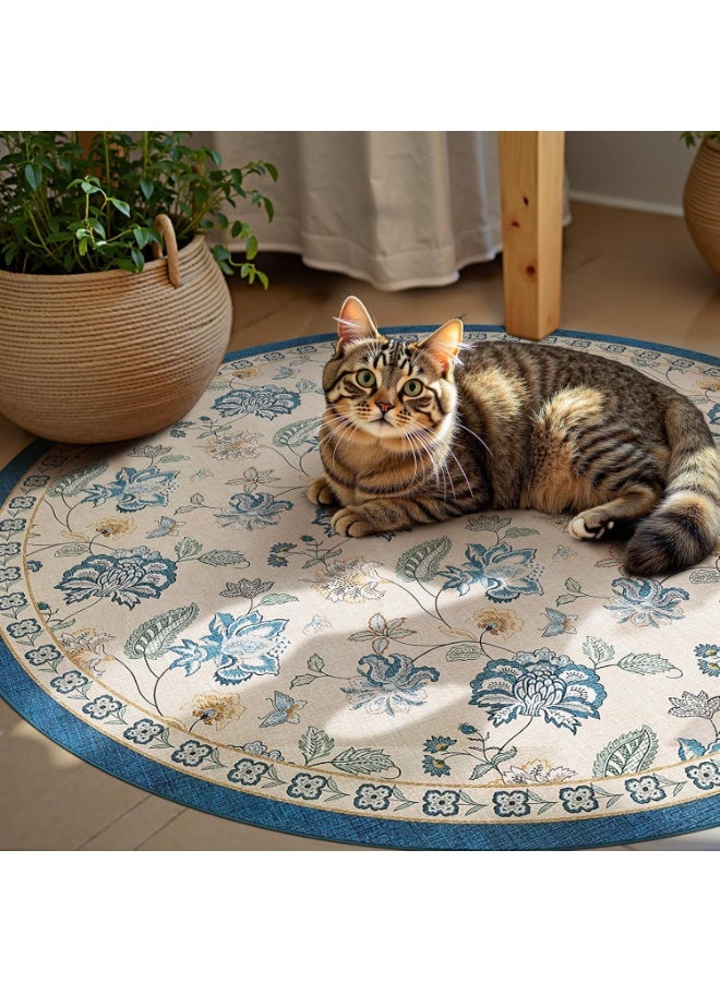 سجادة دائرية للأماكن الداخلية والخارجية بسمك 0.25 سم ، بتصميم 3D ، ضهر دوتس مانع للانزلاق ، مثالية لغرف النوم ، لغرف الصيوف ، حافظة سجاد ، غطاء سجادة - Image 2