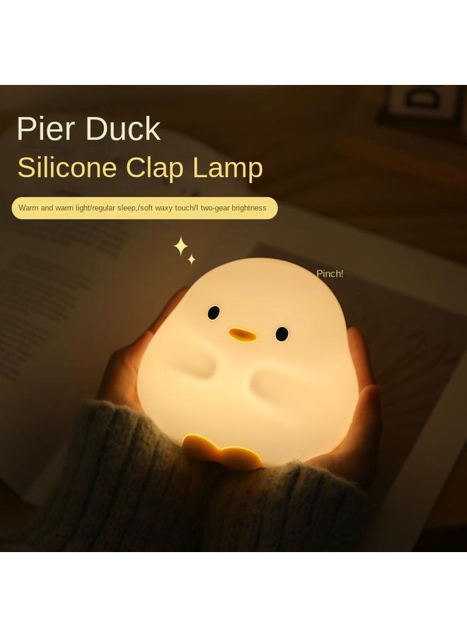 Bluejw Dun Duck Night Light Bedroom Bedside Charging Mother And Baby Sleeping Pat Light Timing Desk Lamp Children's Silicone - Image 3