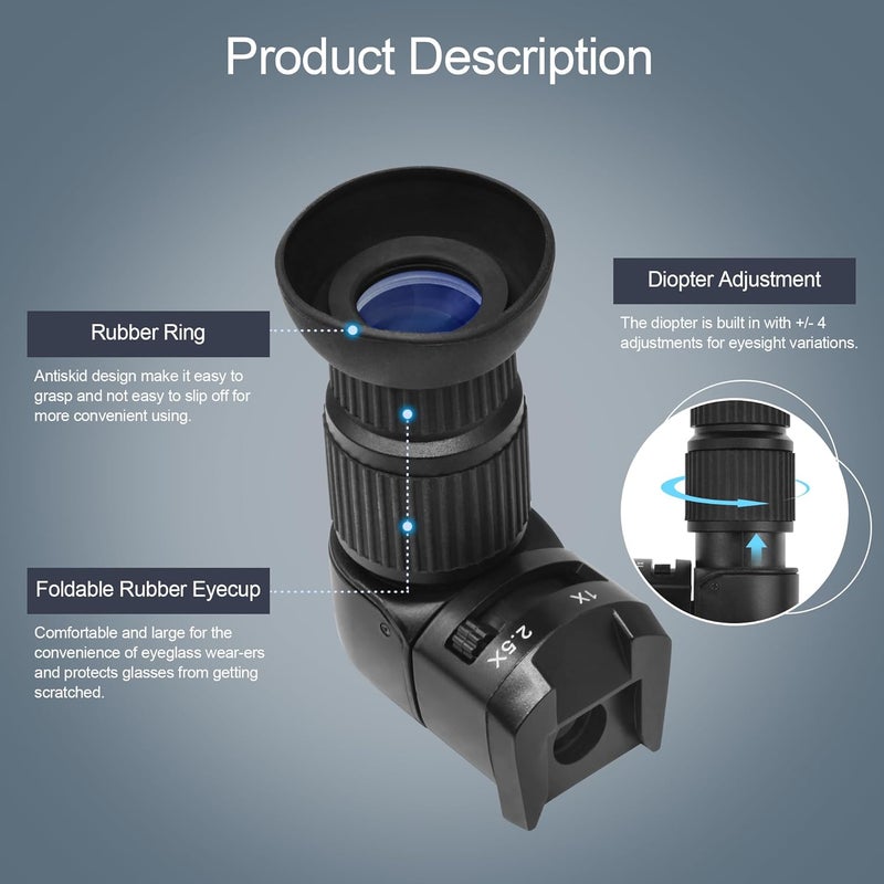 Astromania Right Angle Viewfinder 1X/2.5X Magnification with 6 Mounting Telescope Adapters for DSLR Cameras Such as Canon, Nikon, Pentax, Minolta, Dynax, Samsung, Olympus - Image 5