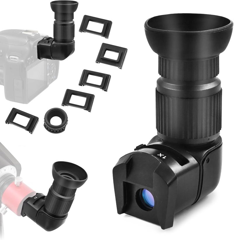 Astromania Right Angle Viewfinder 1X/2.5X Magnification with 6 Mounting Telescope Adapters for DSLR Cameras Such as Canon, Nikon, Pentax, Minolta, Dynax, Samsung, Olympus - Image 1