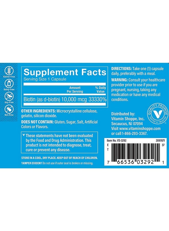 The Vitamin Shoppe متجر الفيتامينات البيوتين 1,000 ميكروغرام، دعم استقلاب المغذيات لشعر صحي وحيوي، بشرة صحية وأظافر قوية، إنتاج الطاقة (120 كبسولة) - Image 4