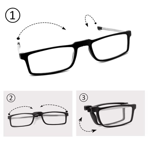 GOOSEN 2-Pack Reading Glasses for Women Men, Keychain Bags Compact Folding Readers, Clear Lens Blue light Glasses Spring Hinge, Black Black 1.5 x - Image 2