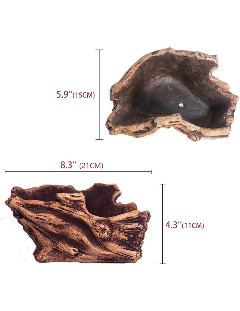 Dahlia Driftwood Stump Log Concrete Planter/Succulent Pot/Plant Pot, 8.2L x 5.9W - Image 2