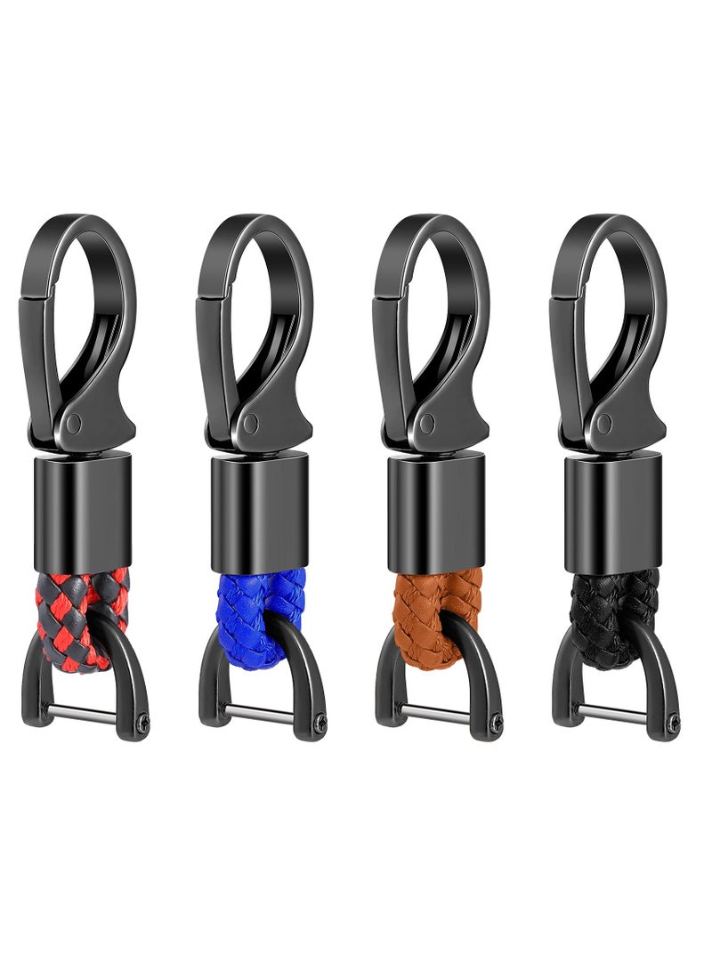 Car Key Fob Keychains Metal Leather Keyring Keys Keyring Clip Car Key Clip Detachable Keychain Business Quickdraw Hooks Keychain Multifunctional Car Key Chain for Men Women (Assorted Colors,4 Pieces) - Image 1