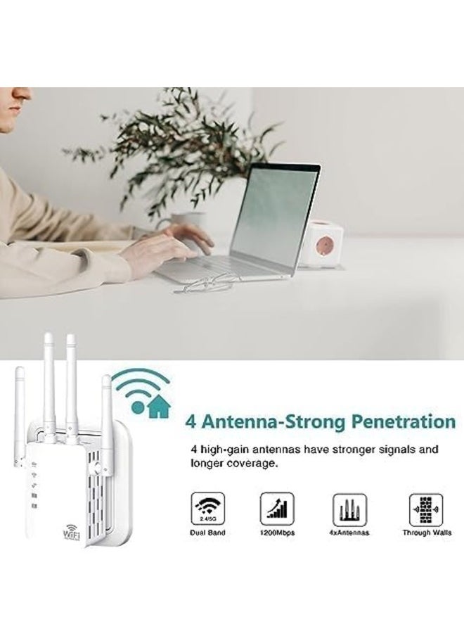 Generic WiFi Extender - Wireless Signal Repeater Booster up to 9800 sq.ft - 1200Mbps Wall-Through Strong WiFi Booster-Dual Band 2.4G and 5G - 4 Antennas 360 Degree Full Coverage  - Image 5
