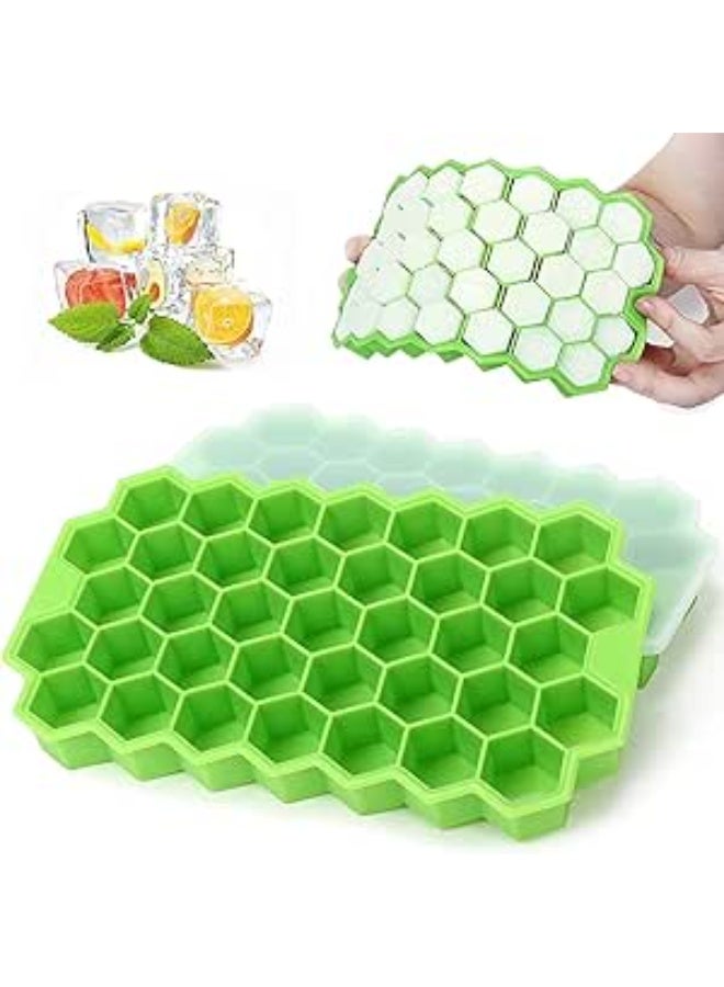 37-Cube Green Silicone Ice Cube Tray – Flexible Stackable Freezer Ice Mold with Easy Release Design - Image 1