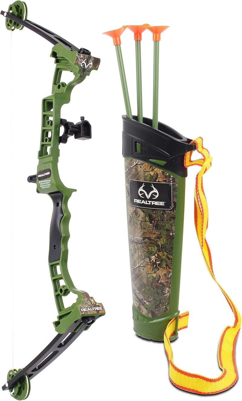 Nkok Realtree Jr. Compound Bow Set; PVC Tipped Suction Cup Arrows Can Be Propelled Up to 40 Feet; 3 Arrows and Target; Red LED Scope; Age 6+ - Image 4
