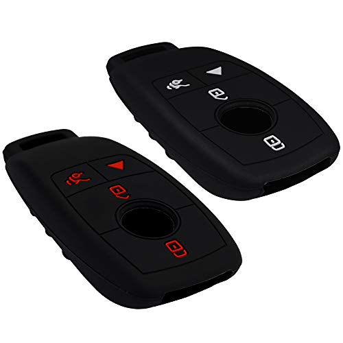 Lcyam Silicone Remote Key Fob Covers Smooth Soft Rubber Case Fits for Mercedes-Benz A220 E63S AMG E-Class GLE 350 4MATIC 2019 2020 2021 (Black Black Model 2) - Image 2